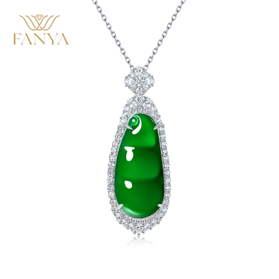 梵亚思成 天然绿玉髓 国潮豪镶大豆子项链