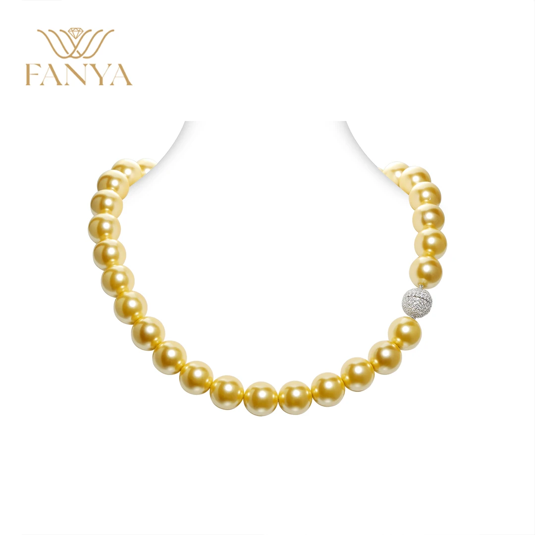 吊坠925银合成锆石 简约强光经典金色仙女款珠珠项链