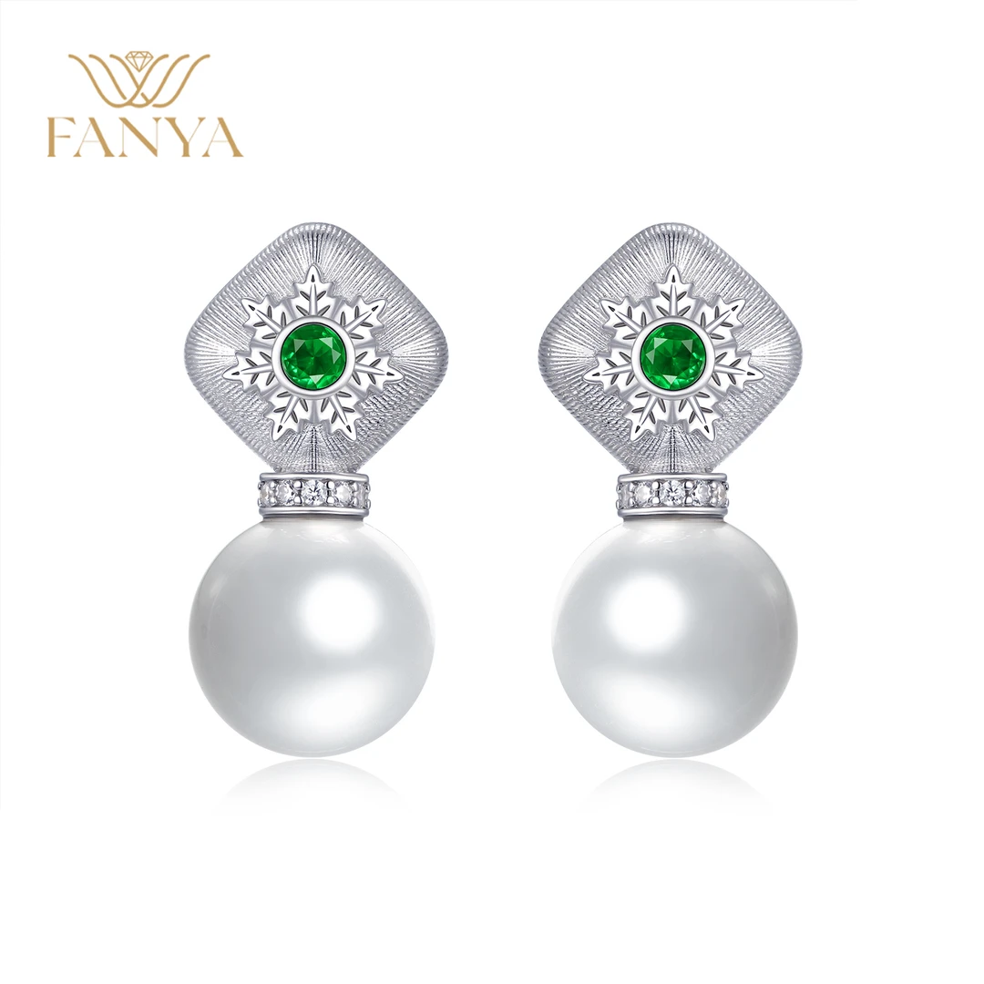 925银合成锆石耳饰 国风气质百搭款14mm珠珠耳饰耳坠耳钉复古耳环