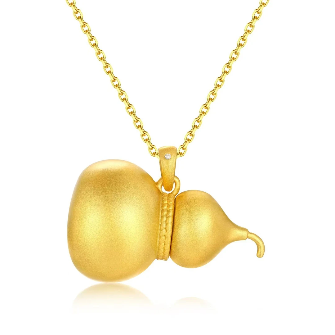 吊坠925银合成锆石 梵亚思成 国潮风简约俏皮金色葫芦吊坠（赠链）