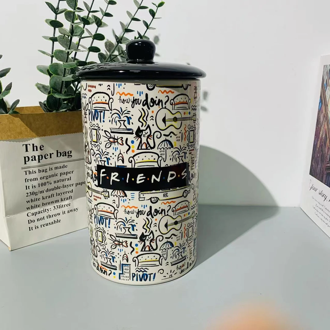 老友记涂鸦茶叶罐储物罐