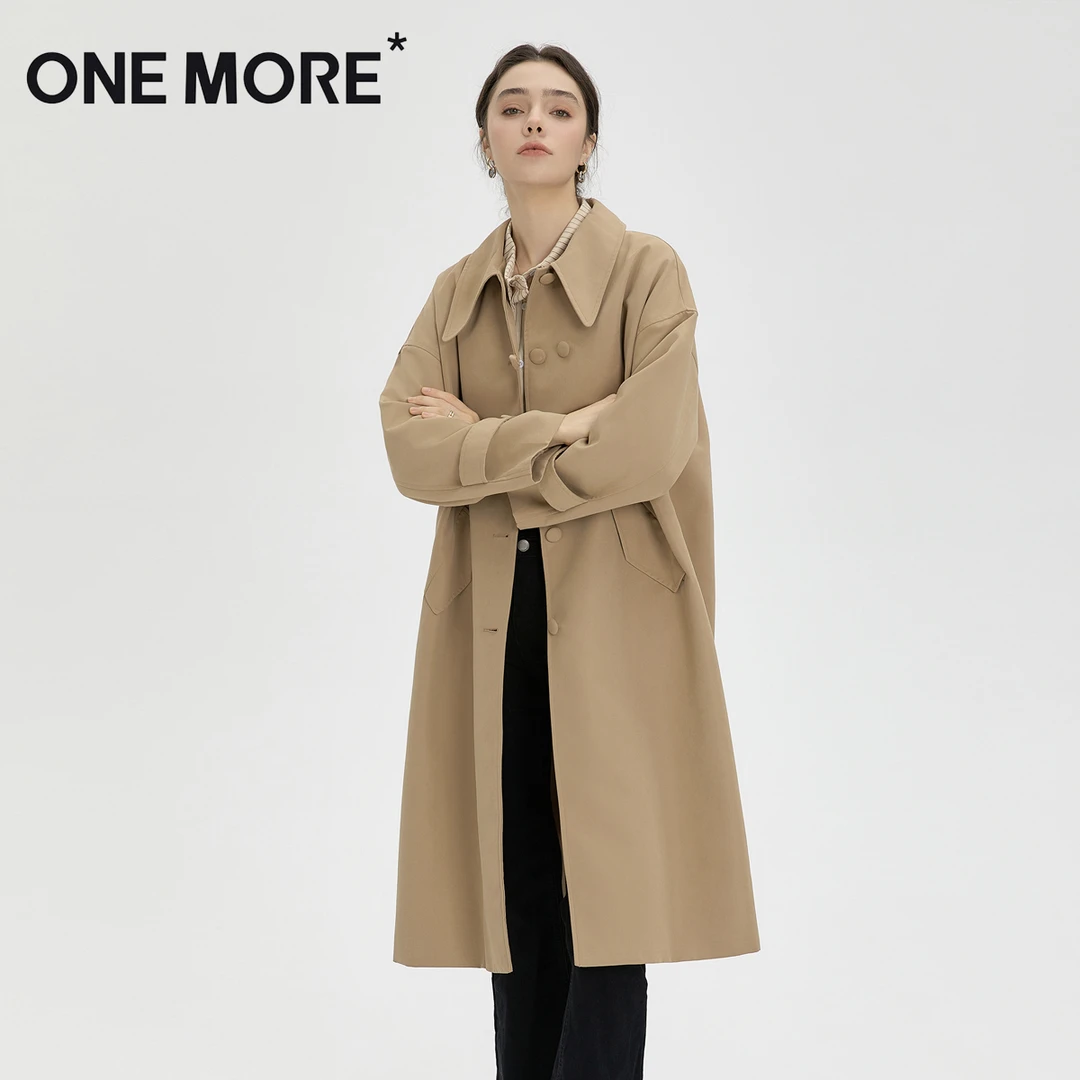 ONE MORE*2023新款气质时尚百搭中长款高档风衣外套女DYT23W3330