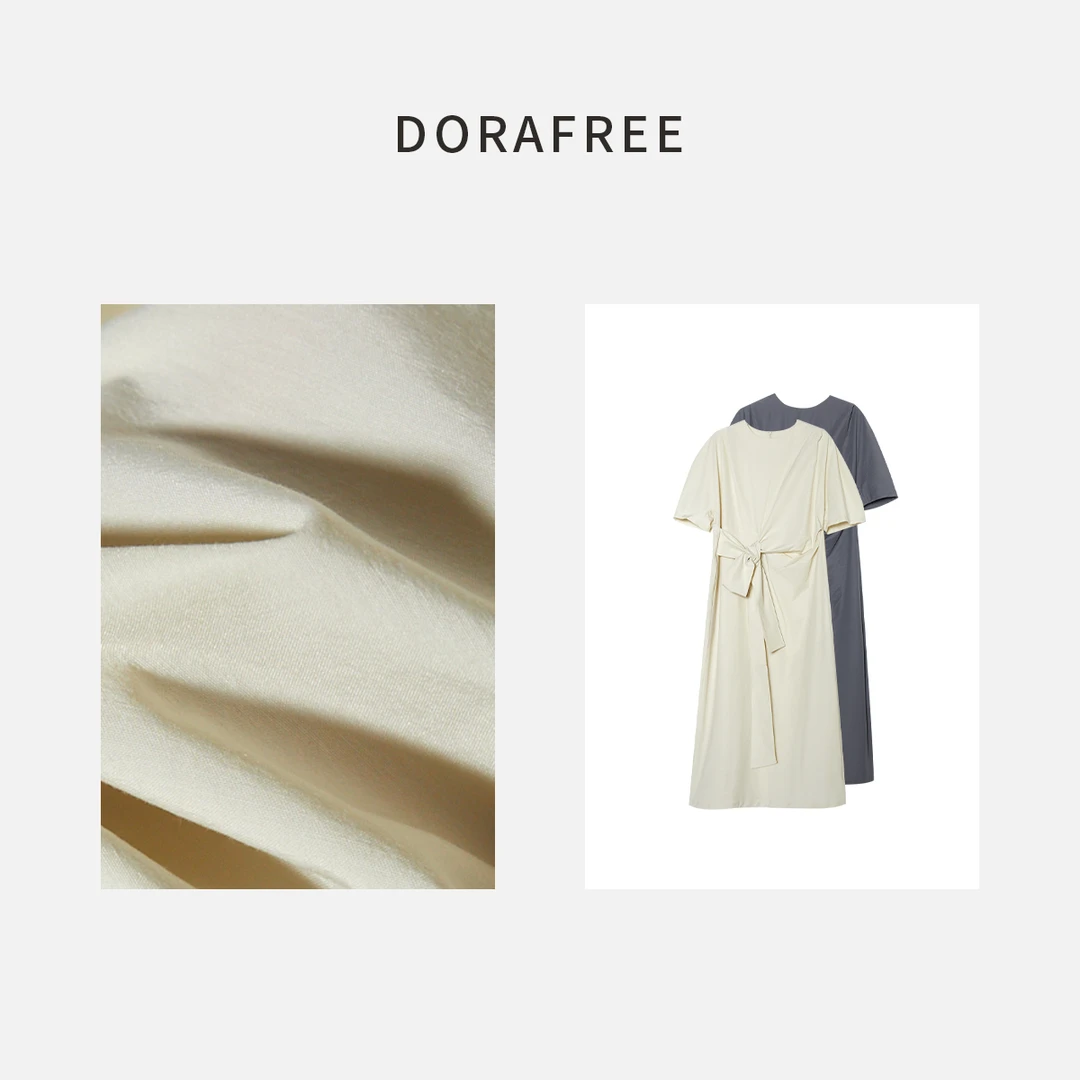 1388夏季法式设计感蝴蝶结系带气质显瘦短袖连衣裙