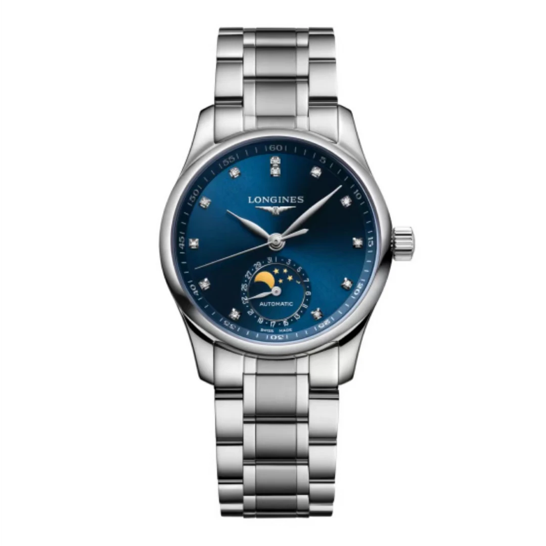 99新 Longines/浪琴 喜物/名匠月相L2.409表径34毫米蓝盘经典简约
