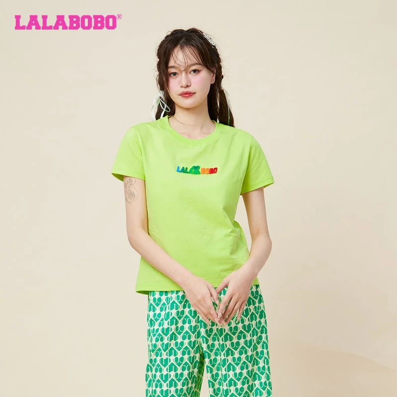 LALABOBO潮流字母LOGO圆领百搭休闲T恤LBCB-WSDT58