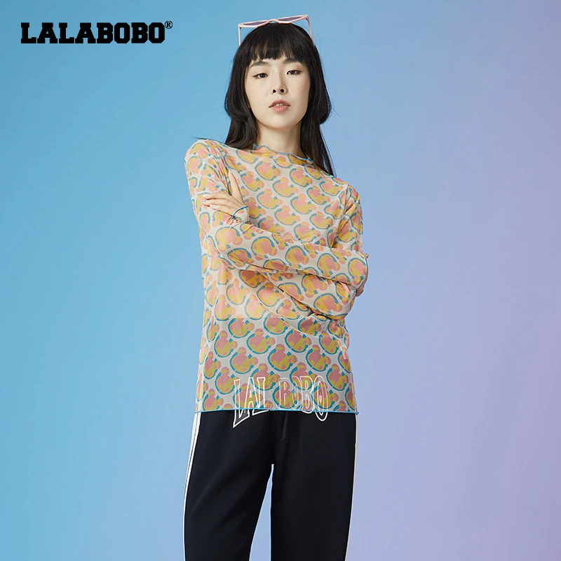 LALABOBO时尚简约百搭修身长袖打底T恤LBBC-WSDT13