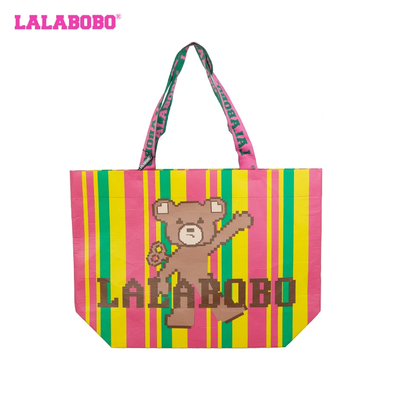 LALABOBO2024新款三只小熊时尚环保便携托特单肩包女LBDA-WFBH11