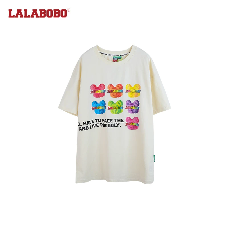 郑州LALABOBO夏新款潮流百搭简约圆领印花中性风短袖LBCB-WSDT26