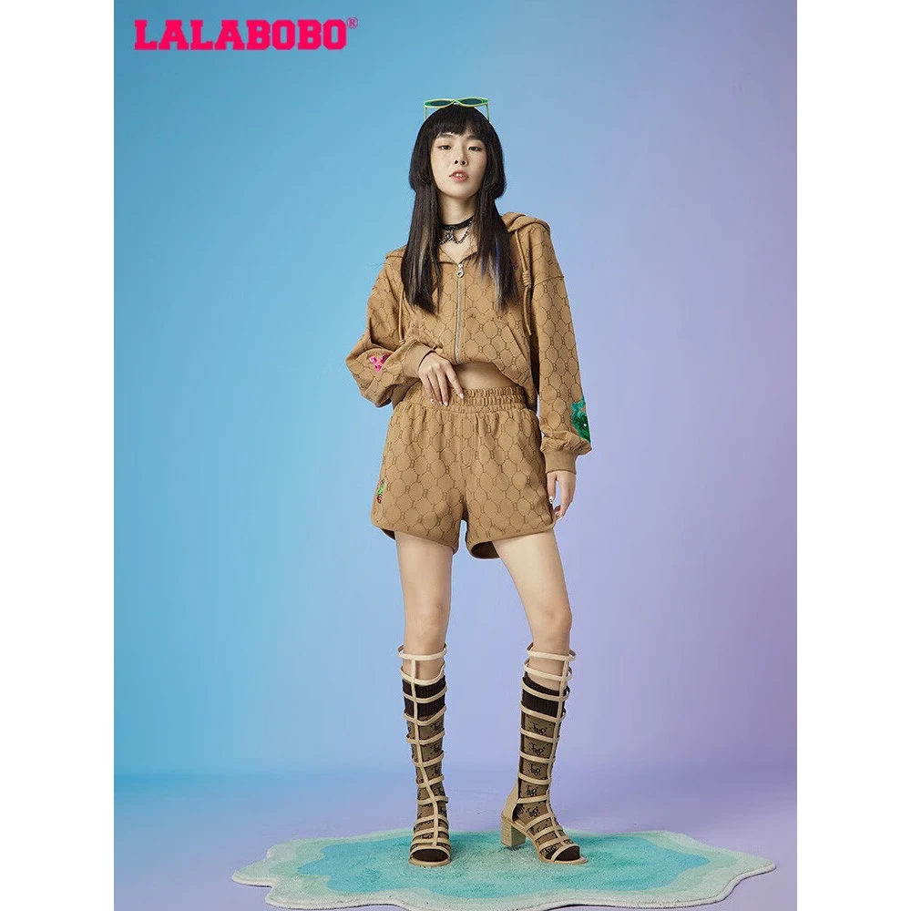 LALABOBO高腰显瘦休闲阔腿短裤商场LBBC-WXZD12