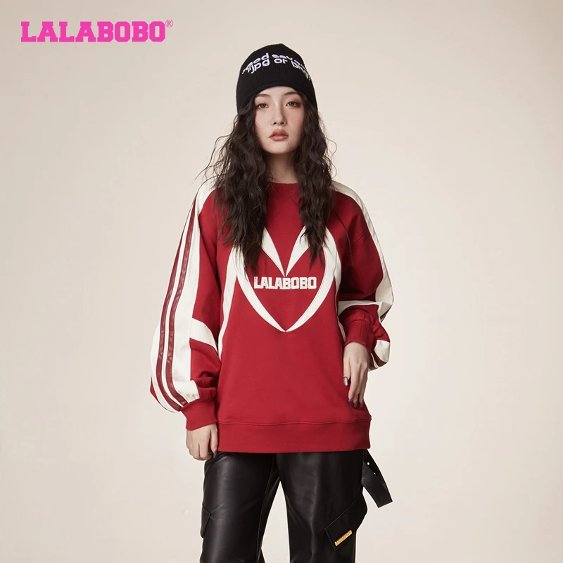 武汉LALABOBO2023新款潮流复古休闲百搭圆领女款卫衣LBCD-WSTS47