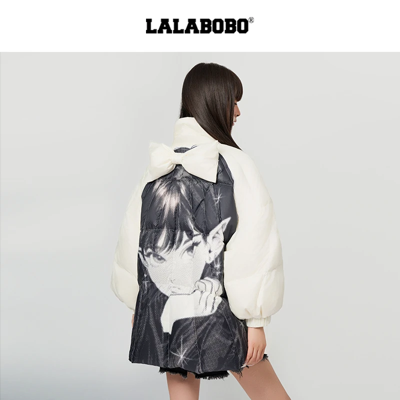 LALABOBO欧若拉翻领羽绒服宽松可爱蝴蝶结新款面包服LBDD-WSYR11