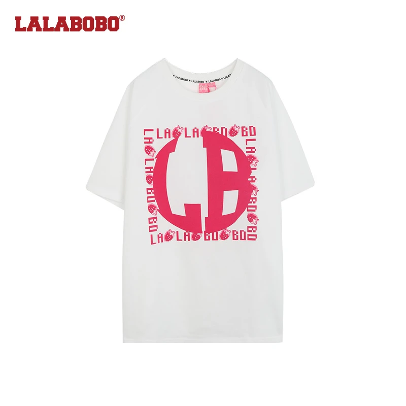 北京LALABOBO夏季水果图案字母印花双面图案圆领短袖LBCB-WSDT34