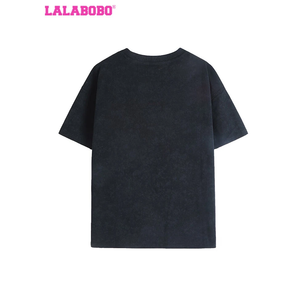 LALABOBO新款设计师纯棉t恤小众捣蛋鬼麻花辫宽松短袖LBDC-WSDT18