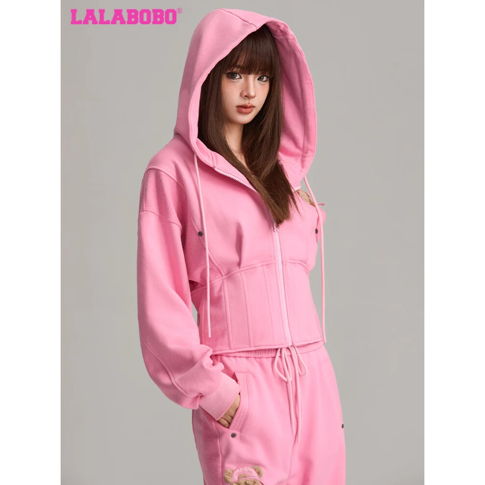 武汉LALABOBO连帽卫衣女甜酷辣妹时尚显瘦-套装上衣LBDC-WSTS19
