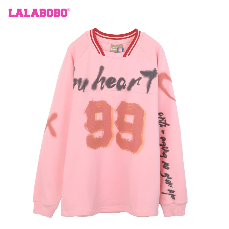 宽松可爱甜美毛圈蜡染涂鸦字母卫衣|CBDA-WSTS13