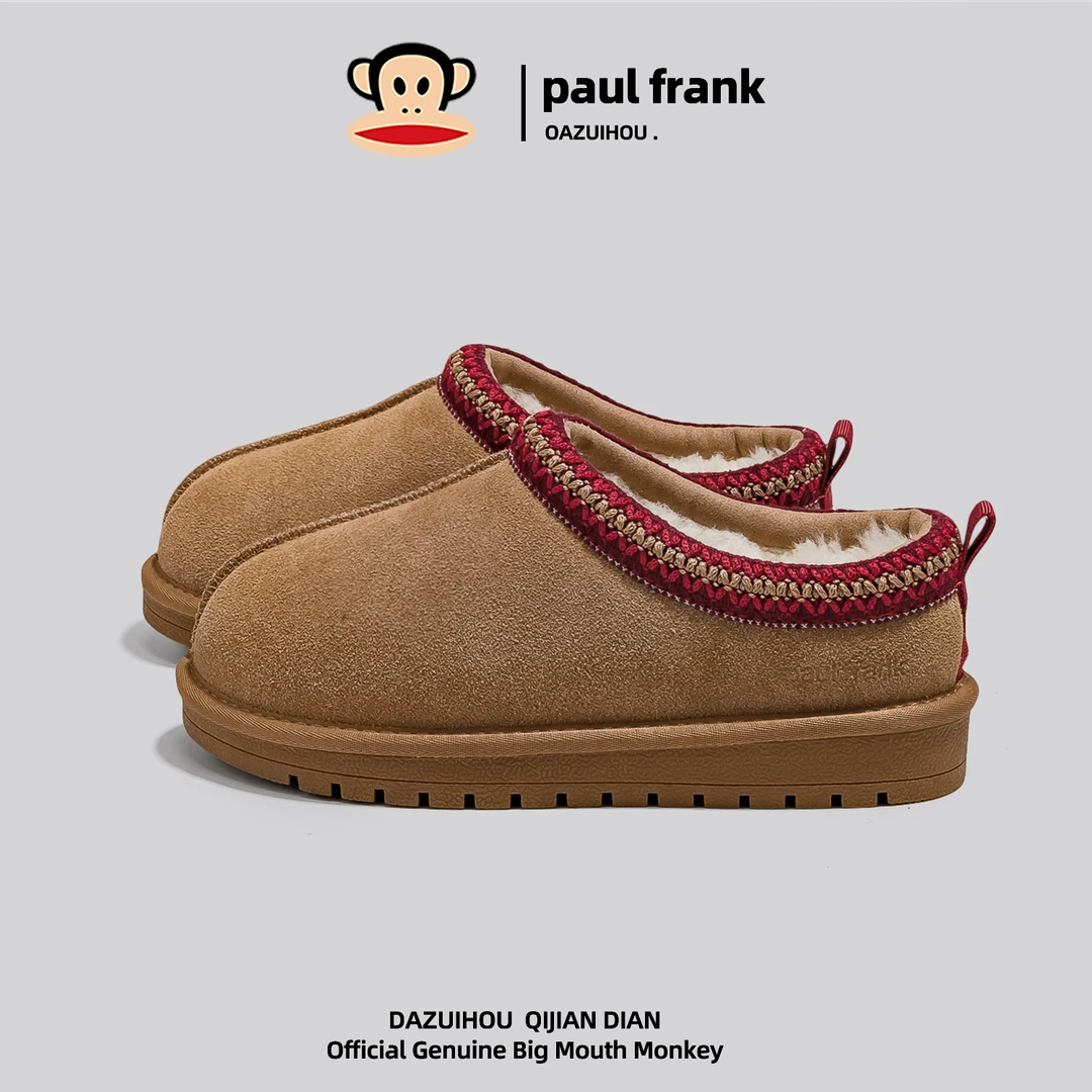 大嘴猴一脚蹬女鞋秋冬新款2024爆款百搭鞋子低帮加绒奥暖雪地靴子