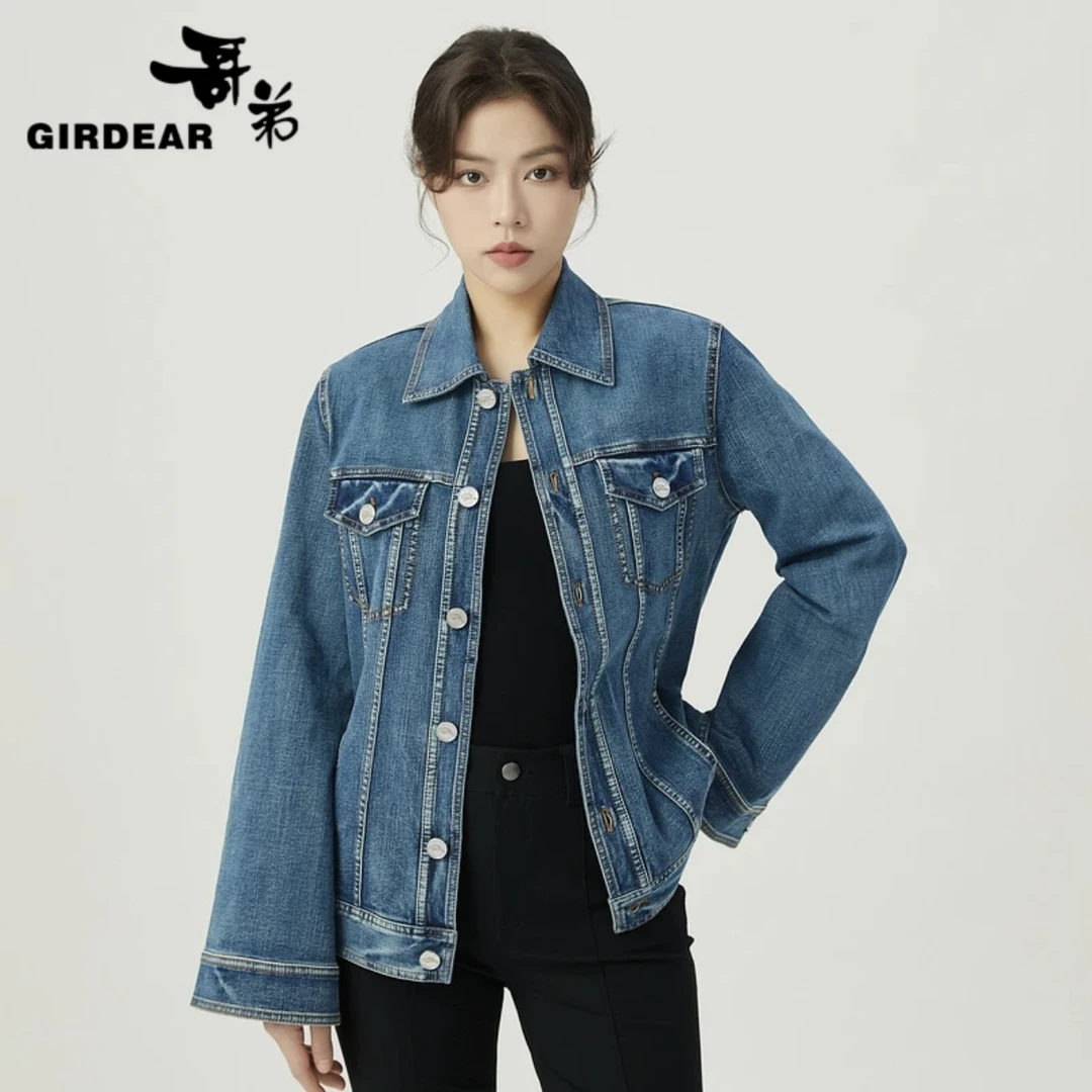 【哥弟】美式复古百搭厚款水洗牛仔休闲外套1400736