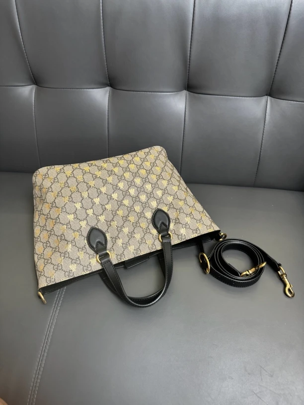 95新 GUCCI/古驰 经典老花蜜蜂时尚女士托特包