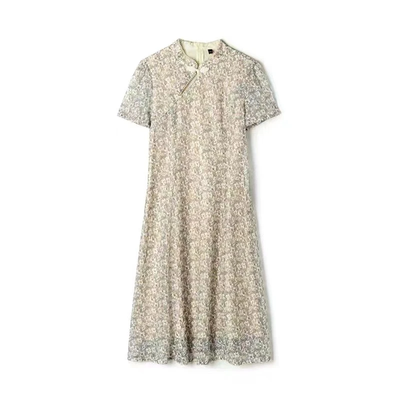 T1196蕾丝碎花显瘦气质时尚夏季复古法式连衣裙