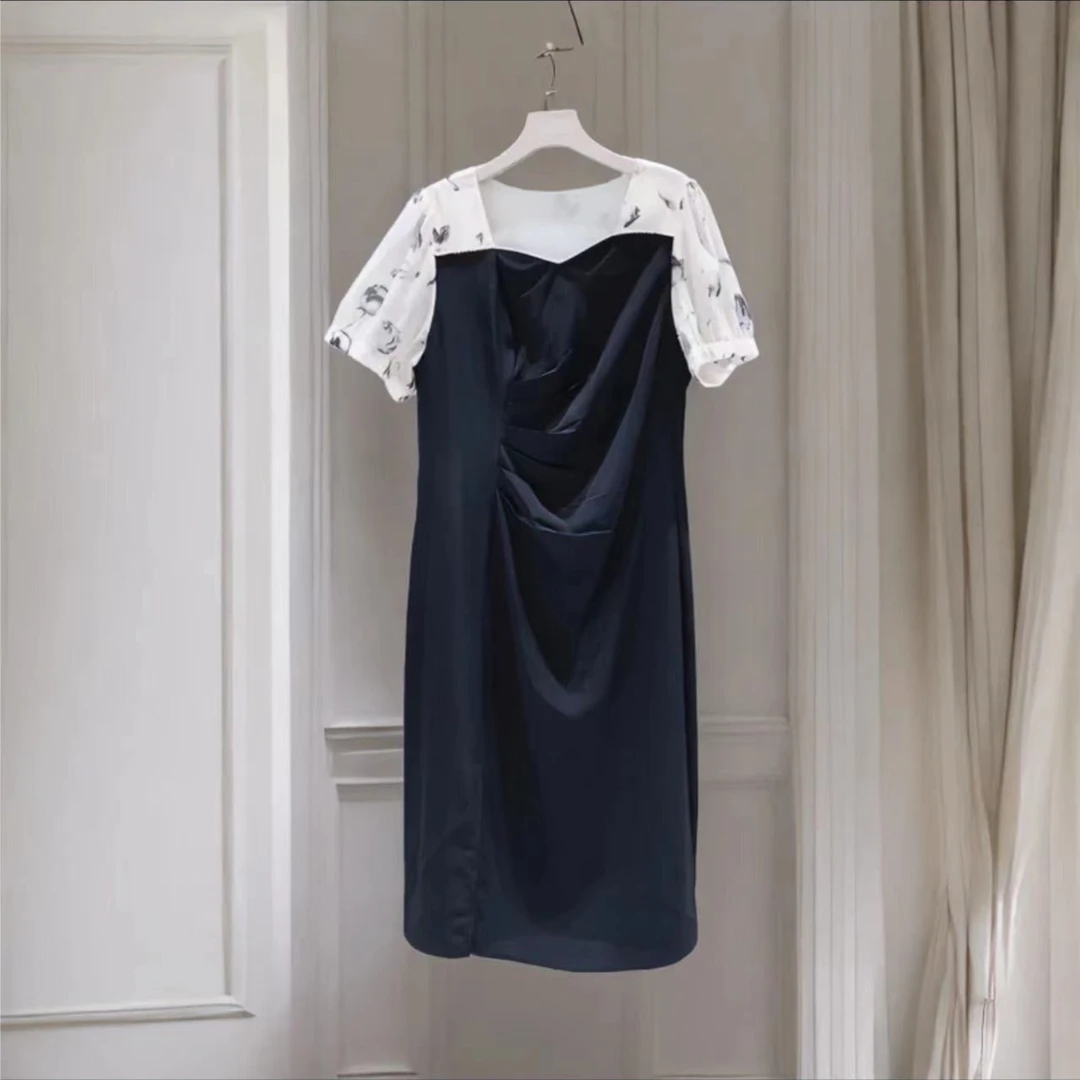 T310时尚御姐风减龄连衣裙年新款气质女神范遮肚子显瘦黑色裙A-4