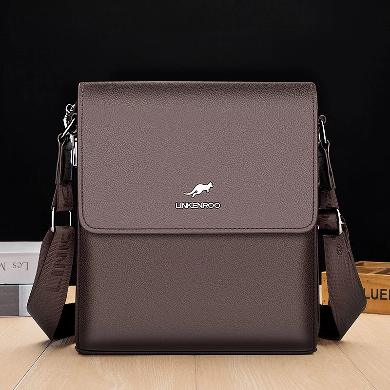 2024新款男包潮流防盗带密码锁男士单肩斜挎包商务带盖竖款公文包