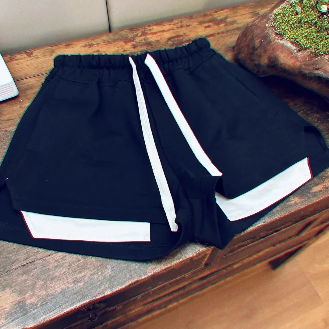 微笑家  极简系列【黑拼白】短裤