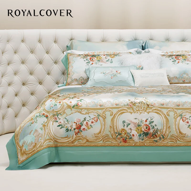 ROYALCOVER/罗卡芙欧式奢华真丝独幅数码印花四件套 奥斯汀玫瑰园