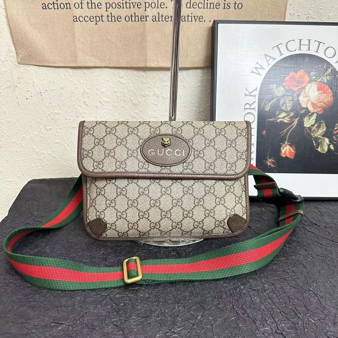 95新 GUCCI/古驰 古登中古/gucci斜挎包/古驰虎头腰包/胸包