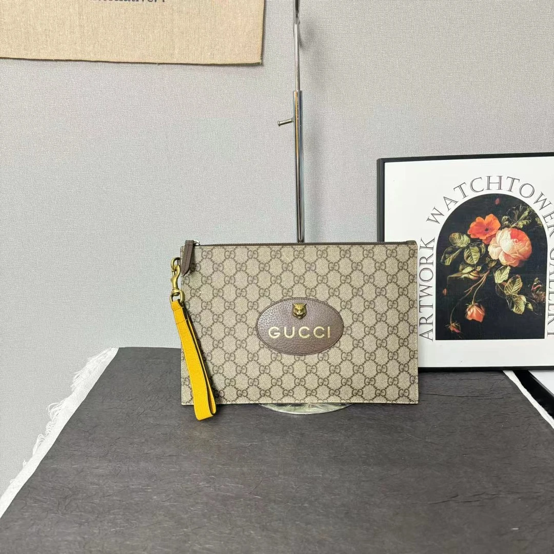95新 GUCCI/古驰 古登中古/古驰虎头老花手拿包/斜跨包/单肩包