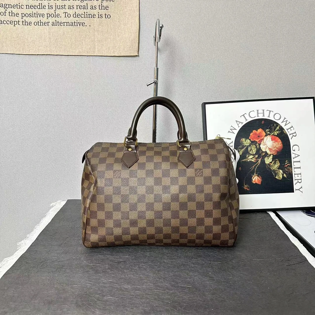 95新 LouisVuitton/路易威登 lv棋盘格speedy30/波士顿包/手提包