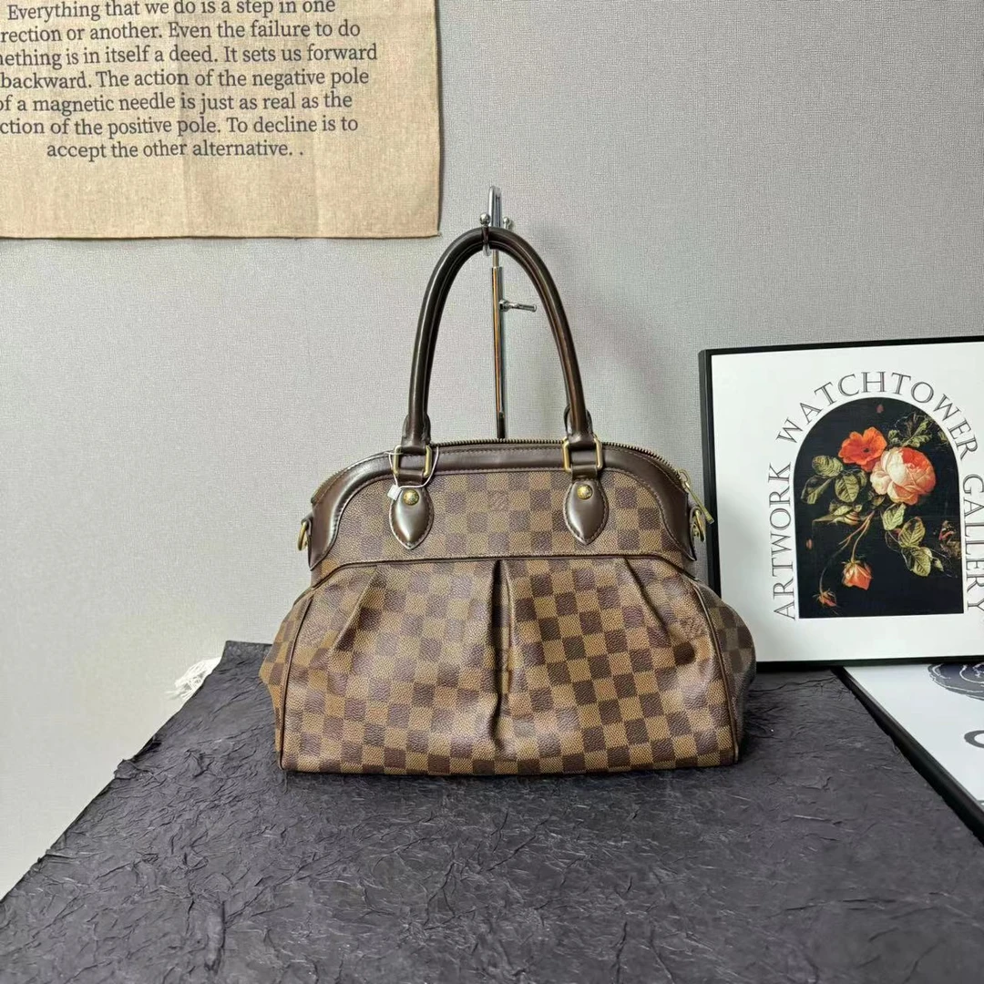 95新 LouisVuitton/路易威登 lv棕棋盘格大葫芦包/斜挎包/单肩包