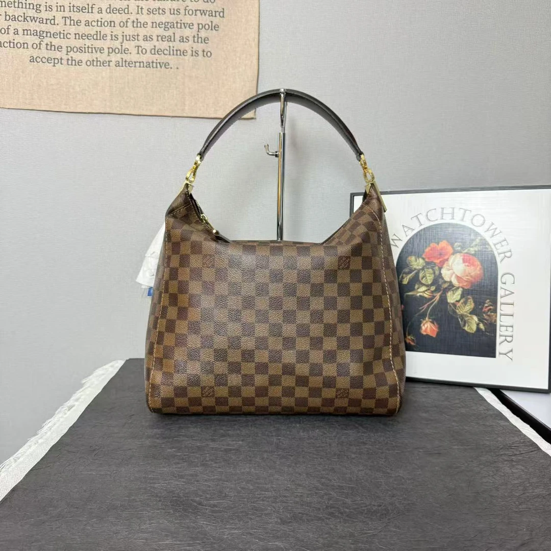 95新 LouisVuitton/路易威登 lv棕棋盘格portobello单肩包/手提包