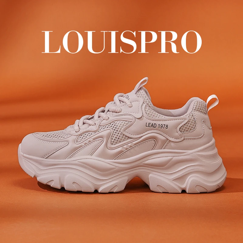 【意式名品LOUISPRO】厚底松糕鞋老爹鞋运动鞋网面时尚百搭潮鞋女士