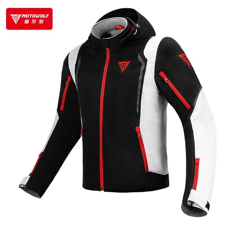 2024新款摩多狼摩托车骑行风衣保暖防泼水可拆卸CE防摔骑士男外套