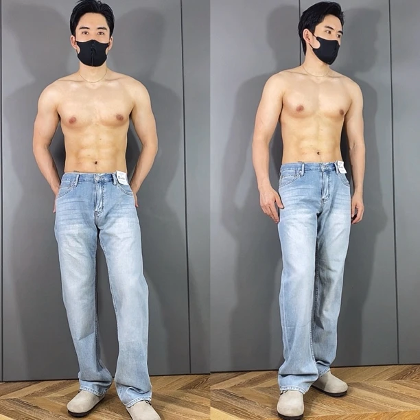 高端男士修身夏季莱赛尔天丝混纺柔软浅蓝薄款时尚休闲舒适牛仔裤