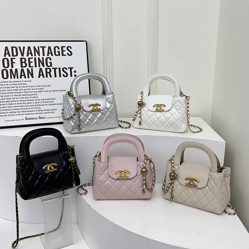 法式小众菱格链条包包女2024新款小香风时尚手提包通勤单肩斜挎包