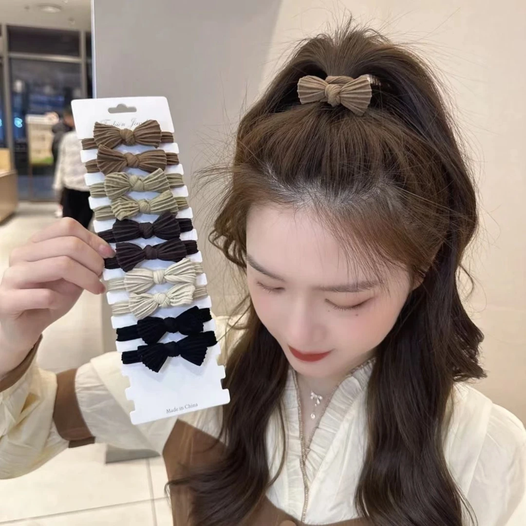 （蝴蝶结无痕皮筋女扎头韩国高弹力黑色丸子头绳高马尾发绳粗发圈）