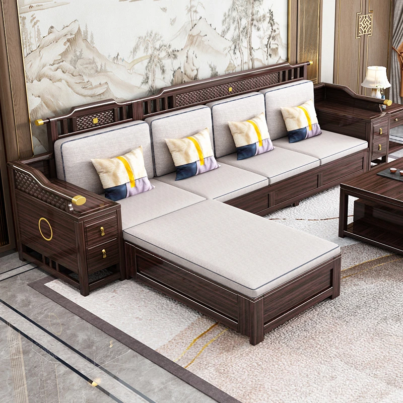 606#【木艺坊】新中式全实木沙发冬夏两用客厅沙发禅意