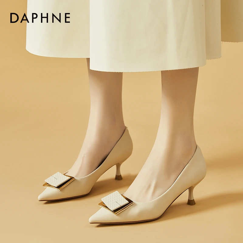 达芙妮高跟鞋女鞋子细跟尖头2025年新款秋季气质女士皮鞋夏季单鞋