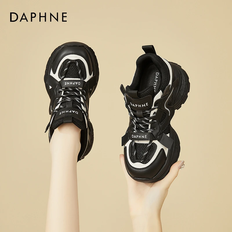 达芙妮老爹鞋女2025秋新款爆款百搭厚底增高运动休闲鞋小个子女鞋