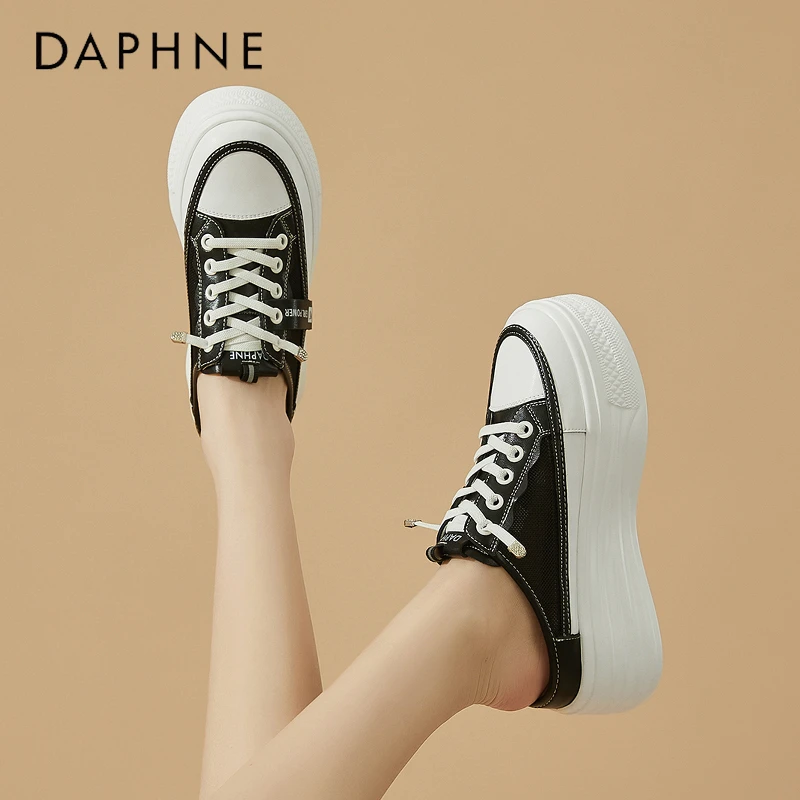 达芙妮包头半拖鞋女外穿2025新款秋季无后跟单鞋女厚底凉鞋穆勒鞋