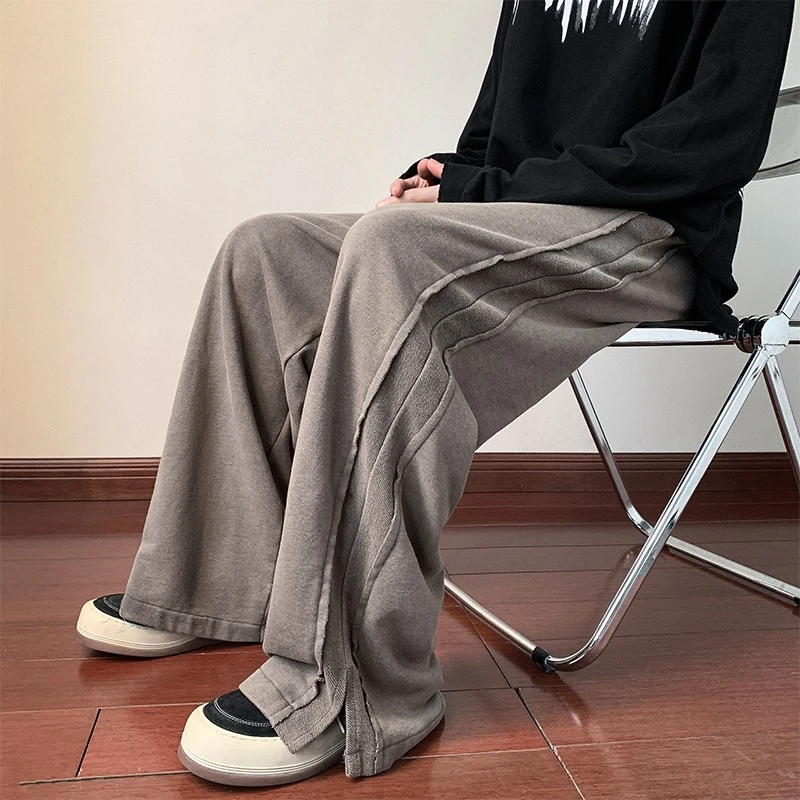 衣栈高街重磅裤子男士春秋季休闲长裤直筒宽松阔腿裤大码潮牌卫裤