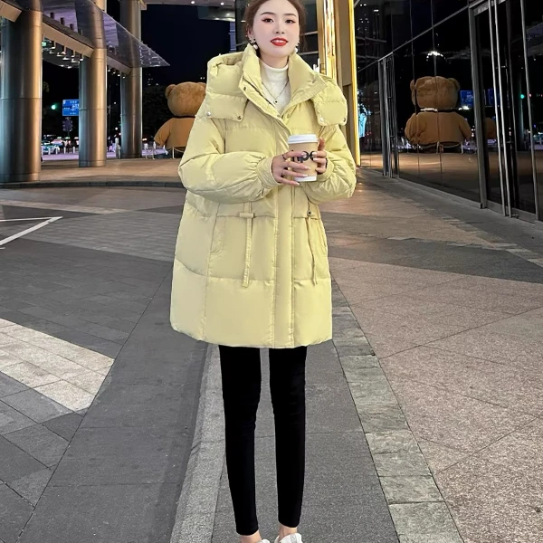 【娜娜家】欧货连帽新国标宽松加厚中长款90白鸭绒韩版