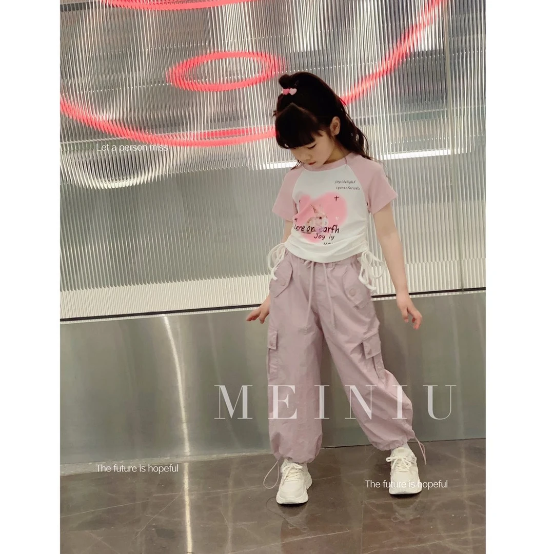 2023夏季女童中大童兔子T恤运动套装13201Y041