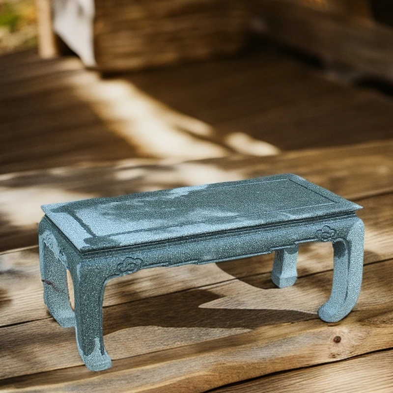 青石花架天然石头复古台几整石加工长形底座原石盆景花几装饰摆件