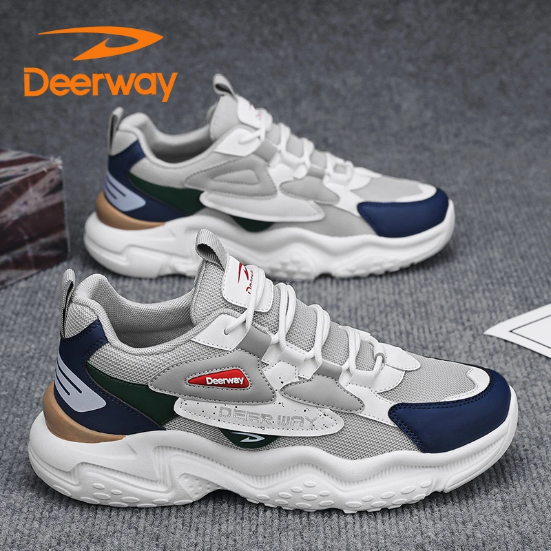 Deerway/德尔惠男鞋秋季低帮百搭休闲运动鞋透气跑步运动老爹潮鞋