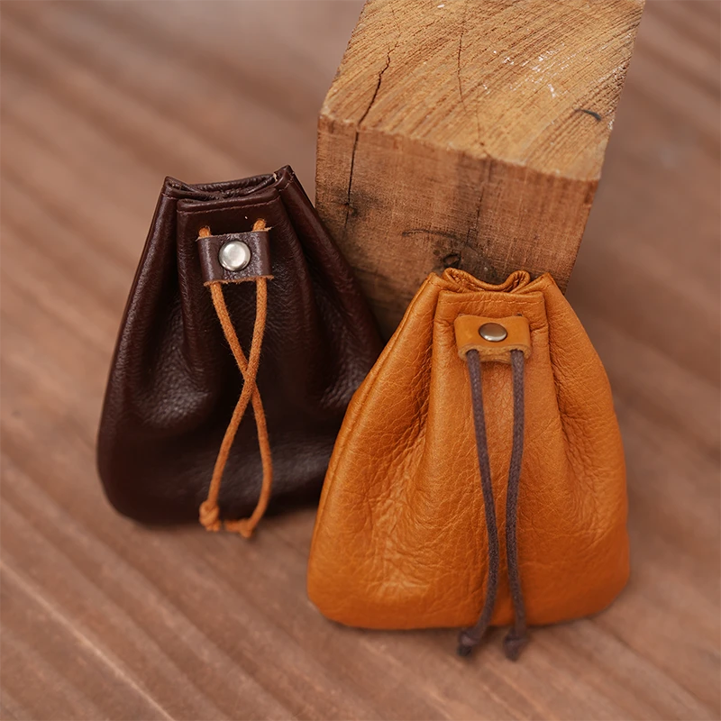 鹿师傅真皮小福袋珠宝首饰拉绳束口袋礼品丝绒防尘包化妆时尚袋
