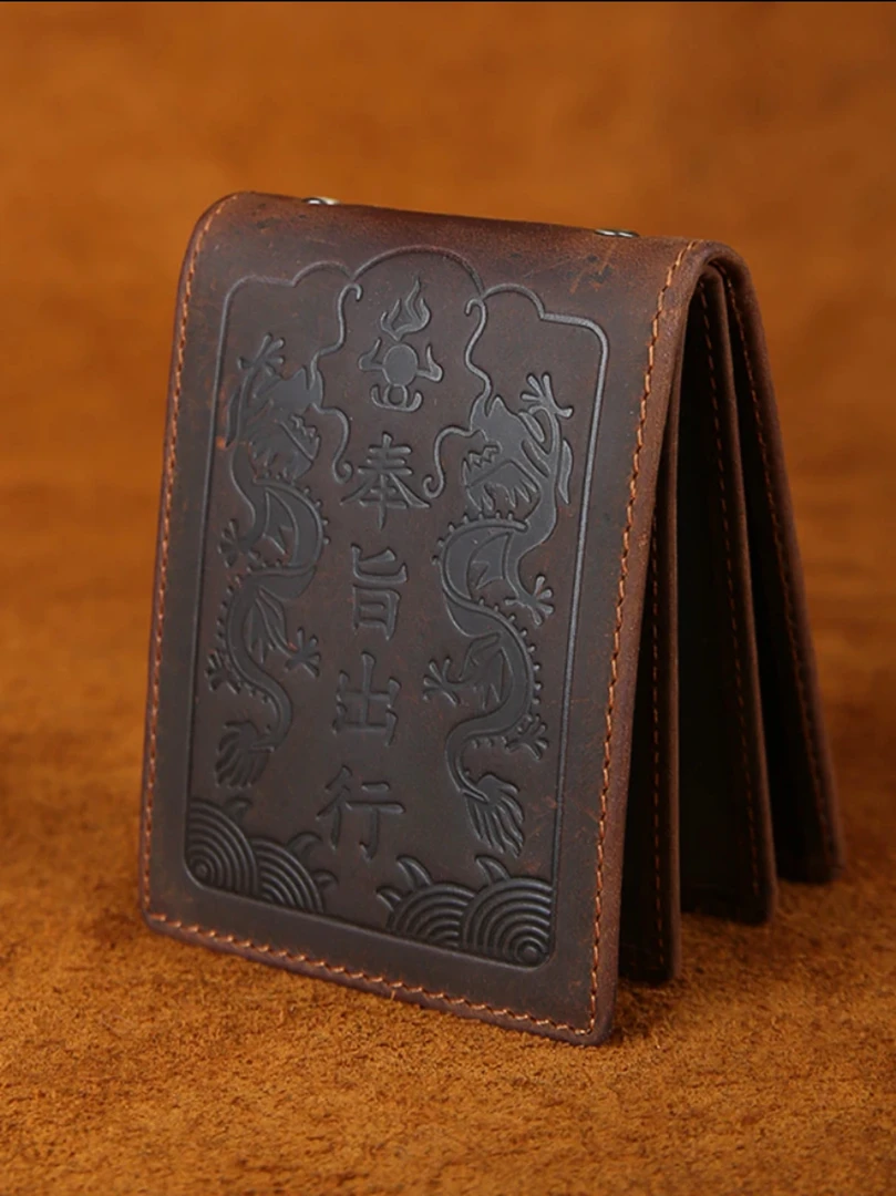 鹿师傅男士疯马牛皮驾驶证包原创手工复古小卡包皮卡包驾驶证推荐