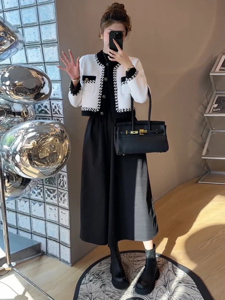 9777大码女装小香风仿貂绒针织开衫秋冬新款法式圆领减龄百搭外套