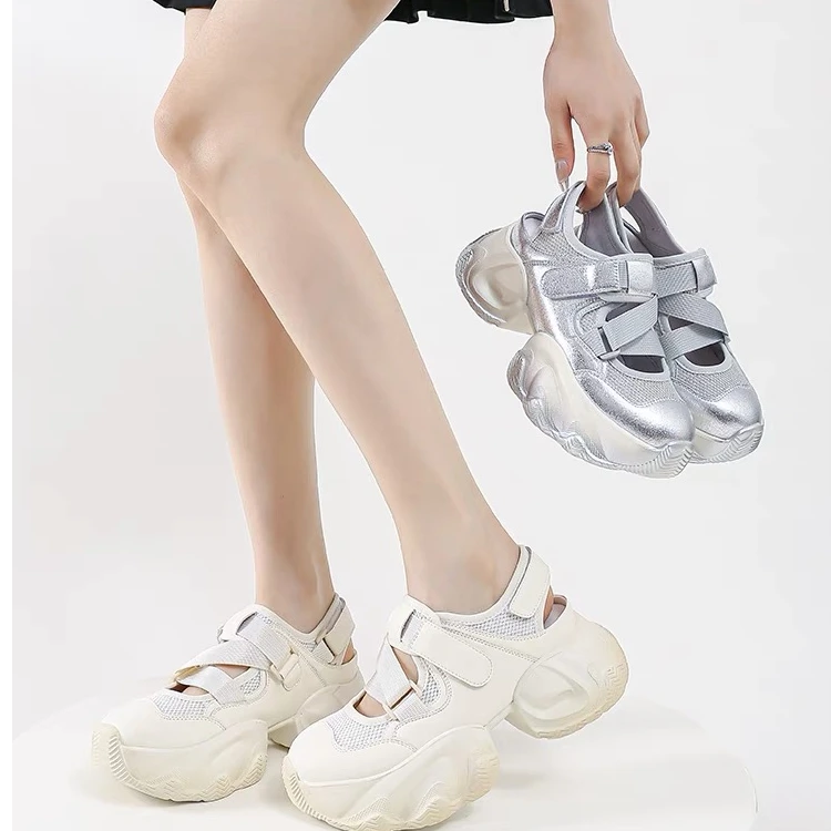 厚底凉鞋一字带魔术贴老爹鞋玛丽珍鞋单鞋子女2024夏季新款660320